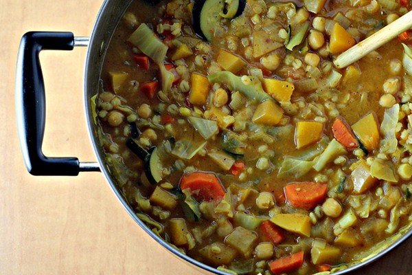 Moroccan-spiced root vegetable barley stew