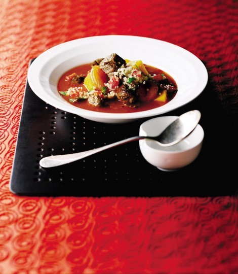 Moroccan spiced soup with jewelled couscous
