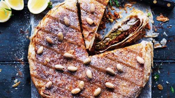 Moroccan-style chicken pie with filo