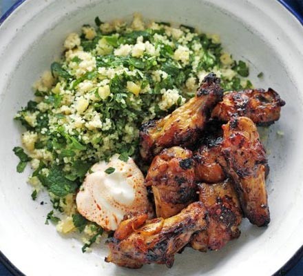 Moroccan wings with herb couscous
