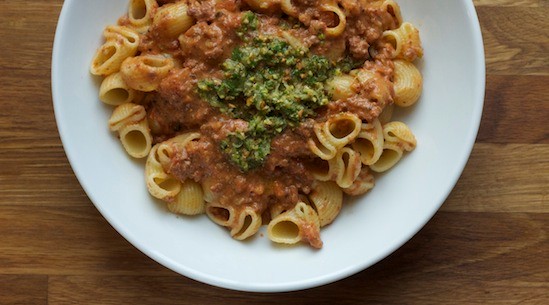 Mortadella Bolognese with pistachio gremolata