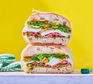 Mortadella, burrata & pistachio pesto ciabatta