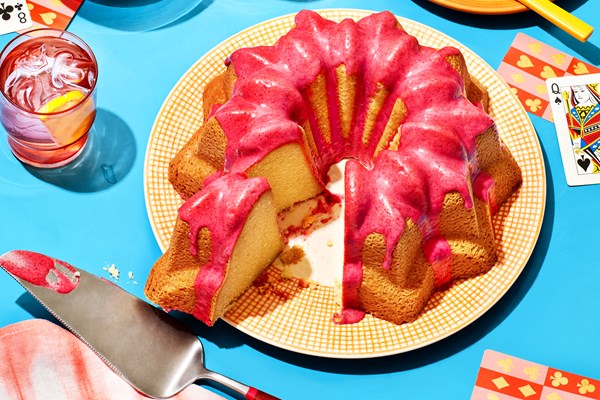 Moscato pound cake with grape glaze