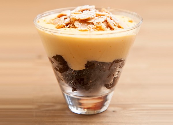 Moscato zabaglione with tea-poached prunes