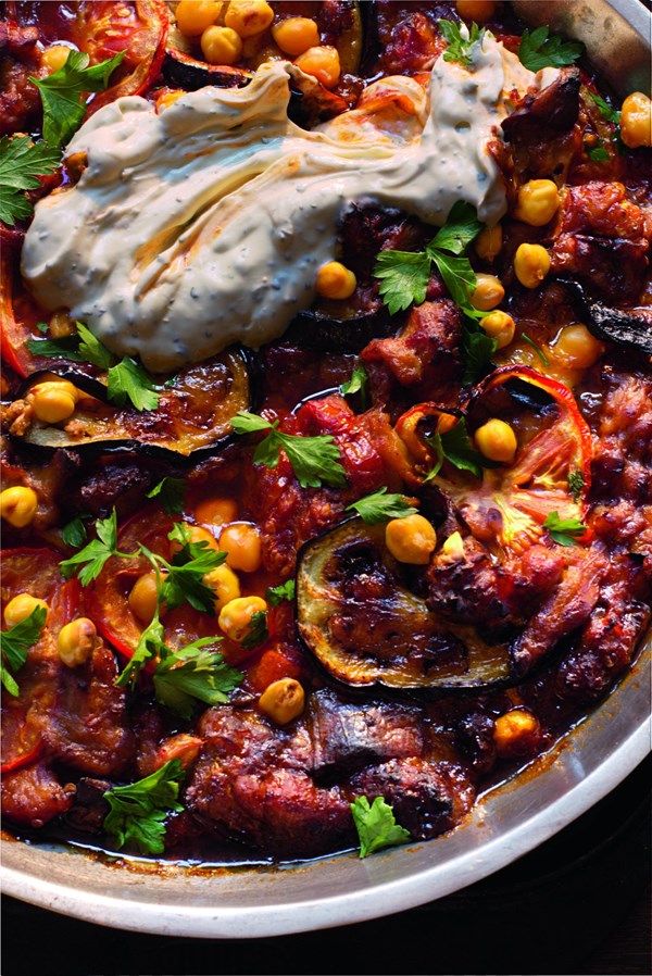 Moussaka with tahini (Moussaka bil tahina)