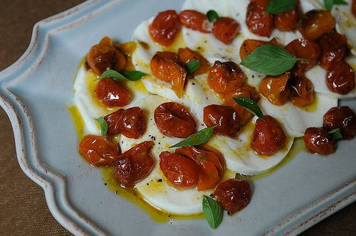 Mozzarella and roasted cherry tomato salad