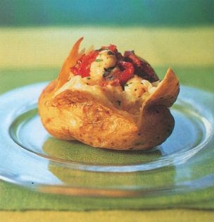 Mozzarella, basil and sun-blush tomatoes [baked potato filling]