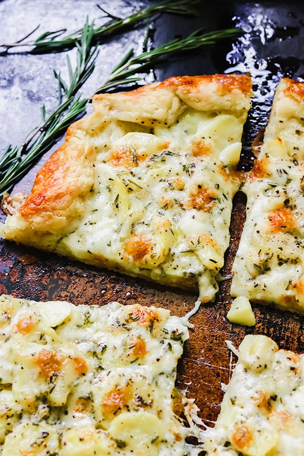 Mozzarella, rosemary, and new potato tarts