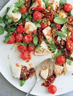 Mozzarella, sherry-vinegar Medjool dates, popped cherry tomatoes and dukkah