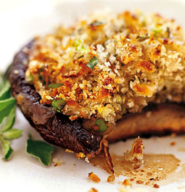 Mozzarella-stuffed grilled portobellos with balsamic marinade