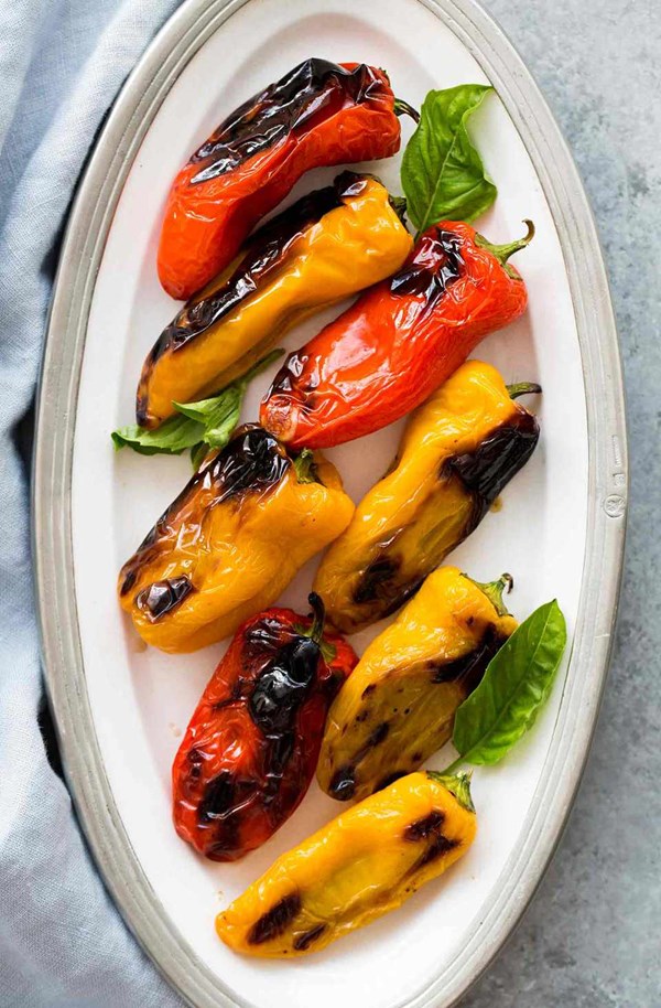 Mozzarella stuffed sweet mini peppers