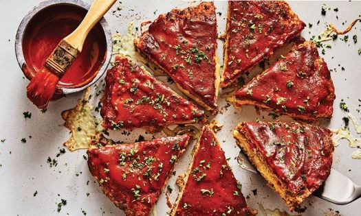 Mozzarella-stuffed turkey meatloaf with BBQ sauce