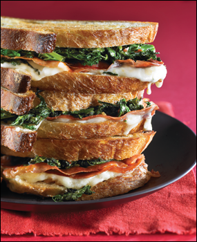 Mozzarella with crispy prosciutto and broccoli rabe