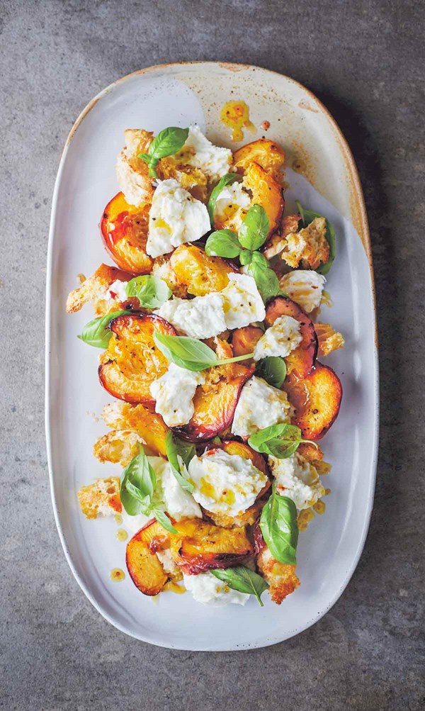 Mozzarella with roasted stone fruit