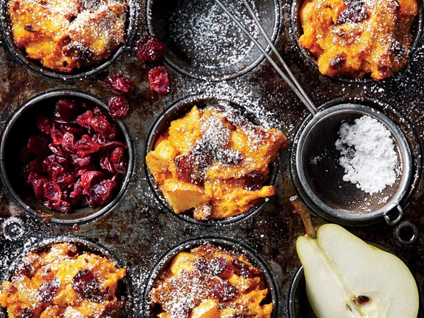 Muffin-tin pumpkin-and-pear stratas