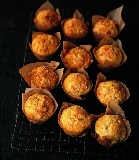 Muffins with smoked cheese and sweetcorn kernels