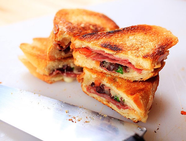 Muffuletta grilled cheese