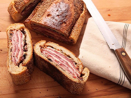 Muffuletta shooter's-style sandwiches