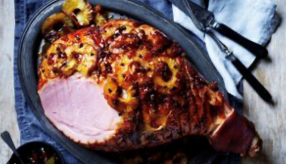 Mulled wine glazed ham