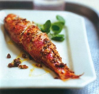 Mullet with a mustard crust (Rouget à la moutarde)
