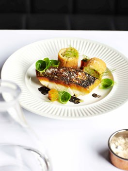 Mulloway with brandade croquettes and pickled pumpkin