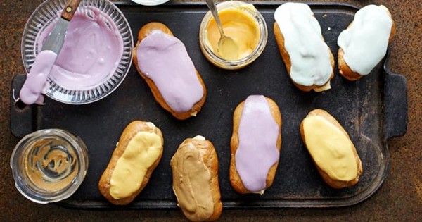 Multi-coloured eclairs