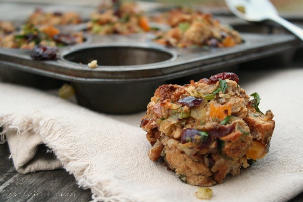 Multi-grain bread, pecan, & dried fruit "stuffins"