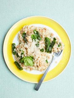 Multi-grain risotto with blistered Padron peppers