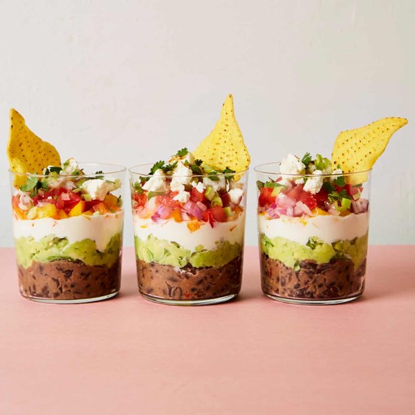 Multicoloured bean dip