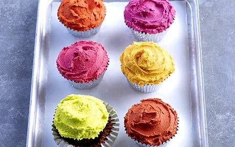 Multicoloured chocolate cupcakes