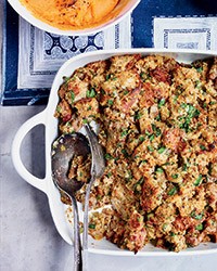 Multigrain bread stuffing with sausage and herbs