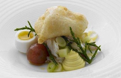 Muncaster crab, hen’s egg, tossed salad and English mustard mayonnaise