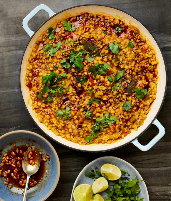Mung bean and barley khichree