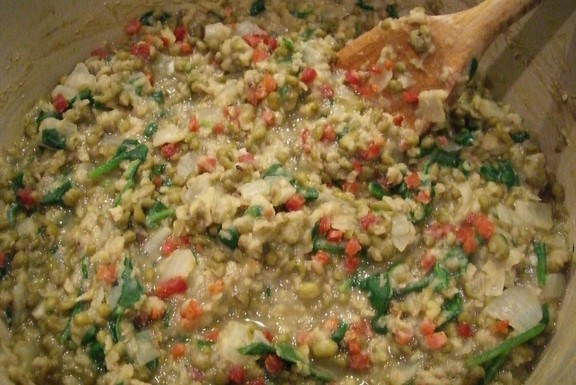 Mung bean and shrimp soup (Ginisang monggo)