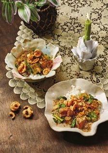 Mung bean stew with pork and wilted greens (Munggo)