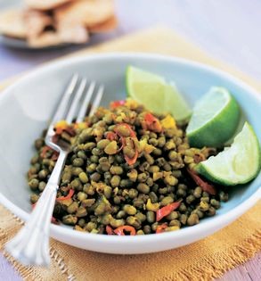 Mung beans with ginger, chilli and lime