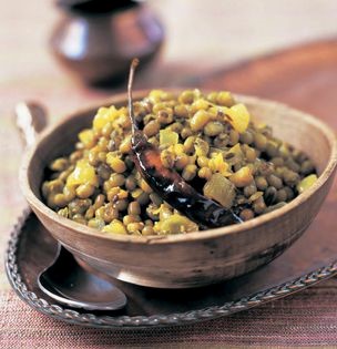 Mung beans with mustard, ginger and yogurt