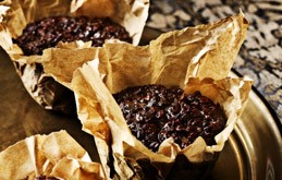 Muscovado chocolate cakes with cocoa nibs and Mayan spiced syrup