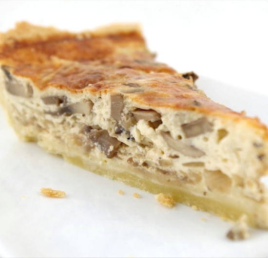 Mushroom & caramelized onion quiche