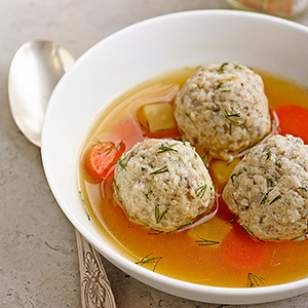 Mushroom & herb matzo ball soup