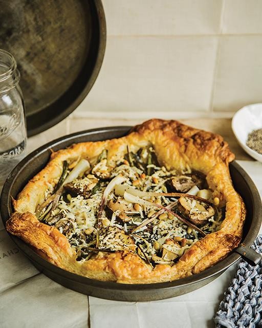 Mushroom & ramp tart with Asiago
