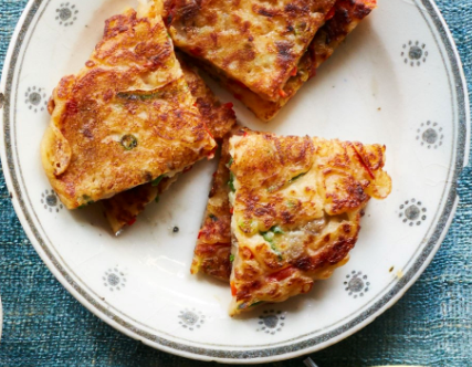 Mushroom & shrimp pancakes (Pajeon)