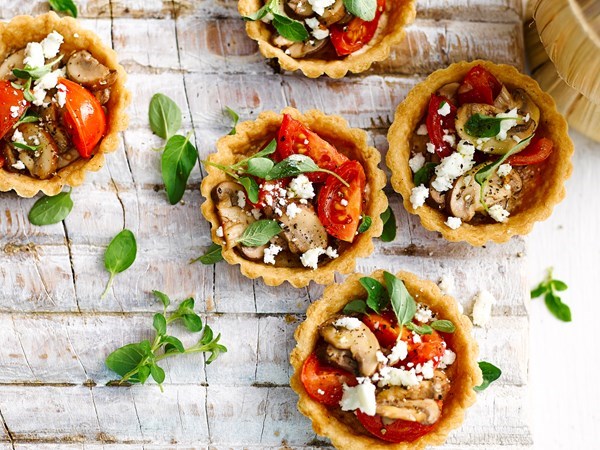 Mushroom & tomato tarts