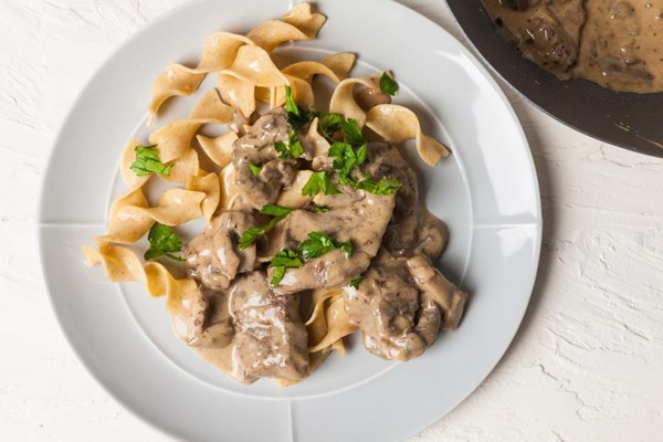 Mushroom and beef Stroganoff