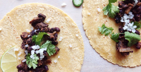 Mushroom and black bean tacos