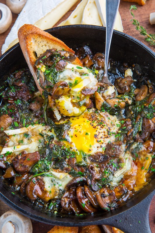 Mushroom and Brie baked eggs