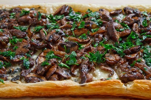 Mushroom and caramelized onion tart