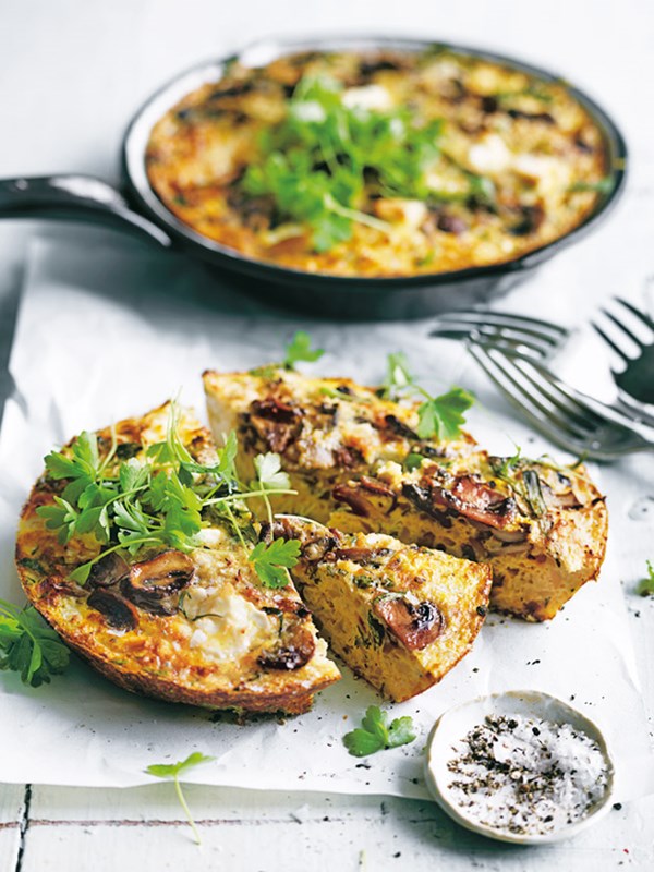 Mushroom and cauliflower frittata