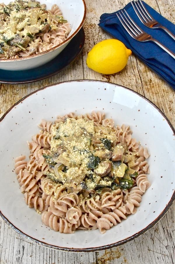 Mushroom and chard pasta
