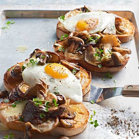 Mushroom and cheese sourdough toasts